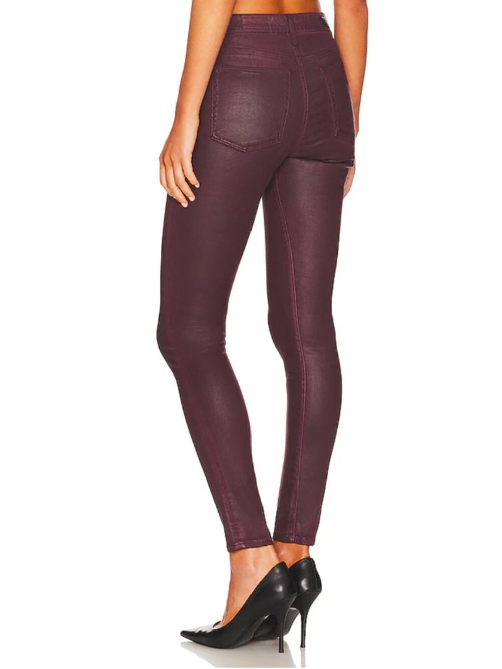 AG Jeans | NWOT | Farrah High Rise Coated Skinny Jeans | Maroon Peak | Size 27 - Picture 3 of 12